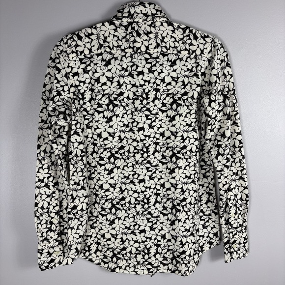 Ralph Lauren Women's Small Brown Knit Oxford Floral Long Sleeve Dress Shirt - Picture 3 of 6